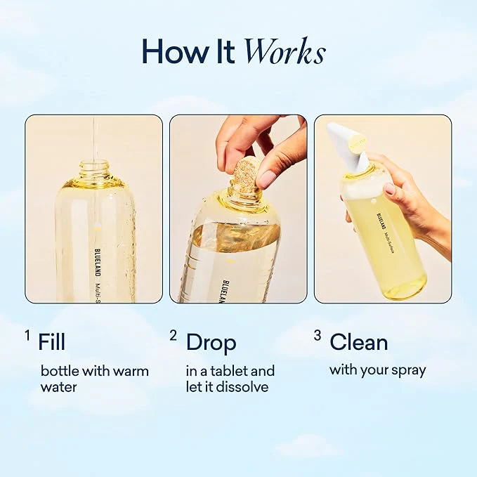 BLUELAND Multi-Surface Cleaner - Refillable, Plant-Based, Safe for Kids & Pets - 4 Refill Tablets - Image 4