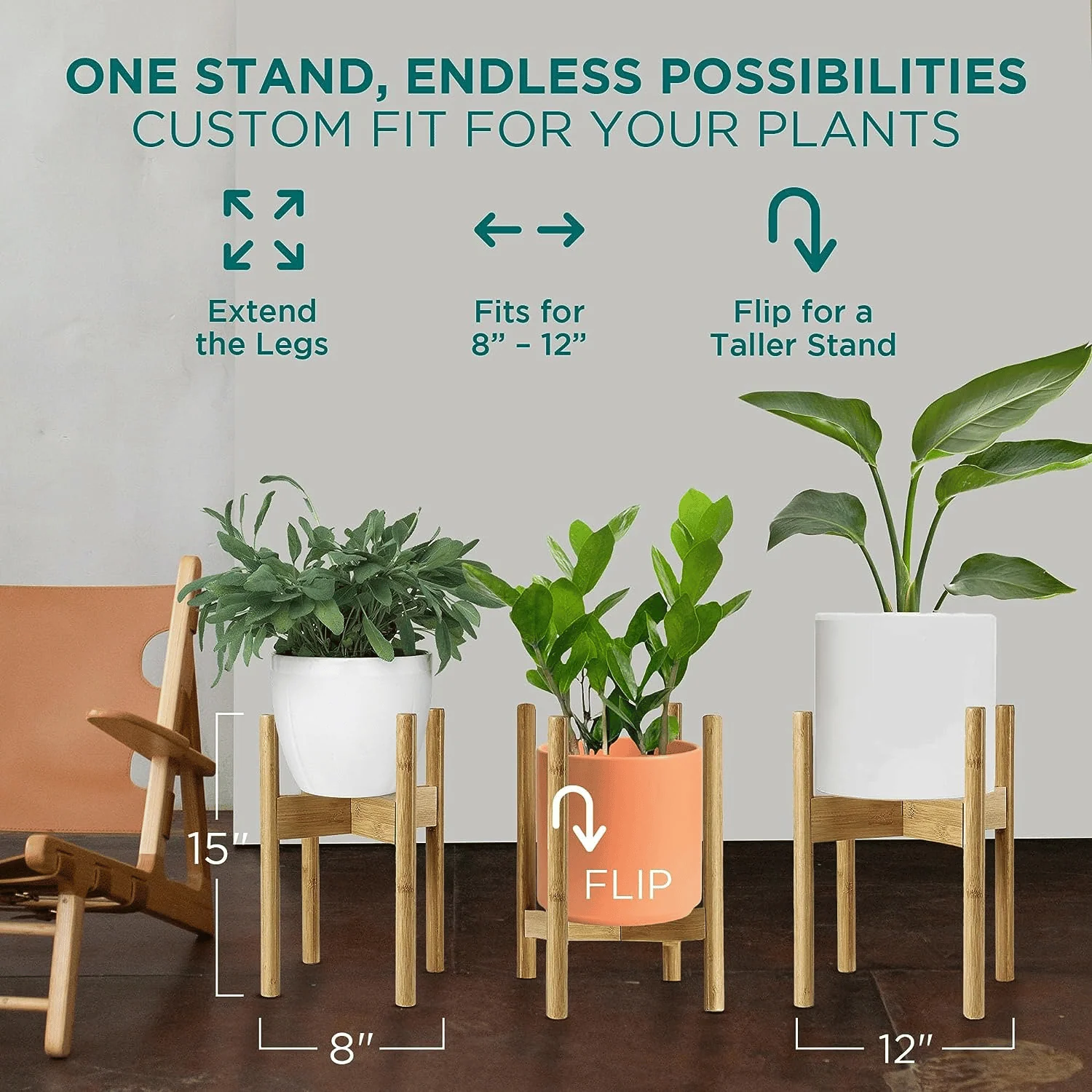 Adjustable Bamboo Plant Stand - Image 3