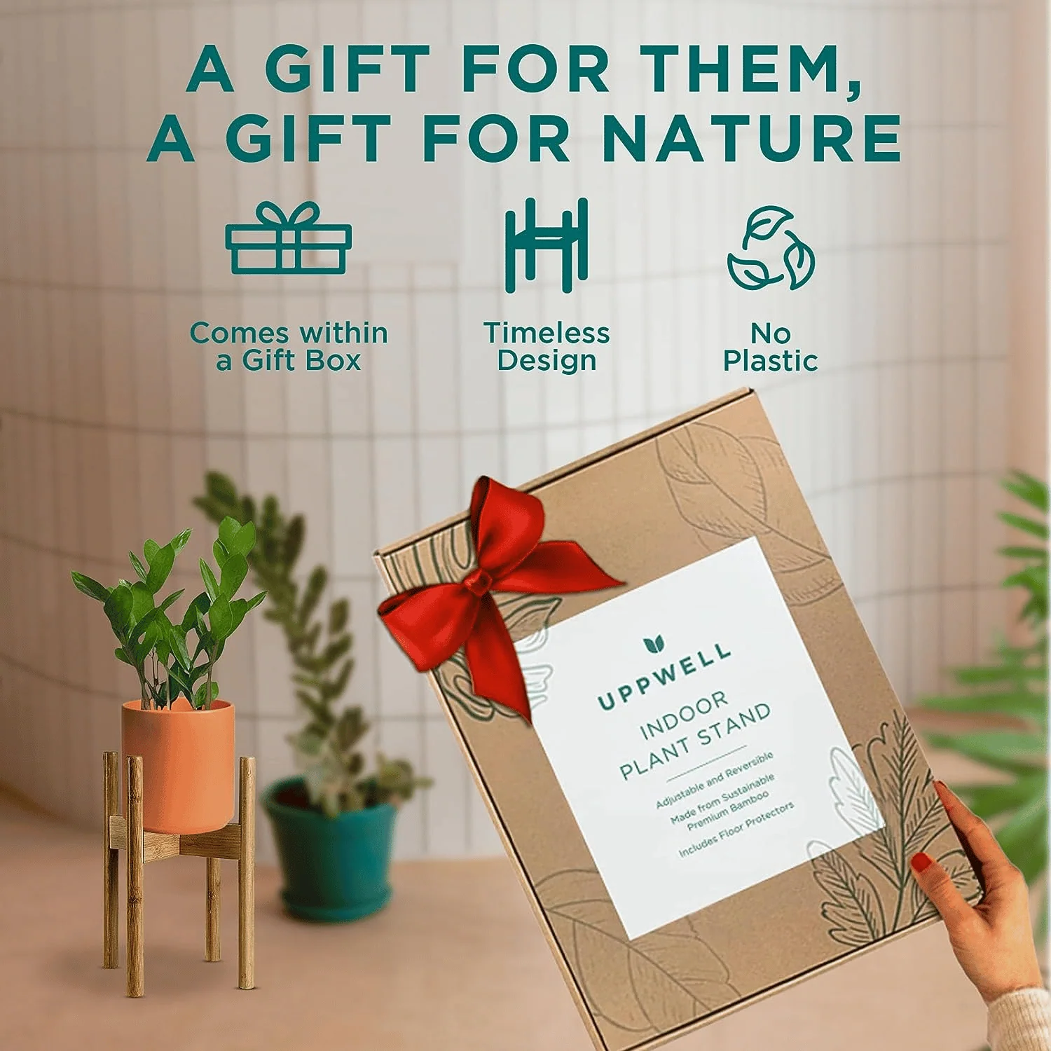 Adjustable Bamboo Plant Stand - Image 5